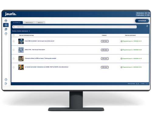 vue du dashboard jauris, outil de rédaction automatisée IA
